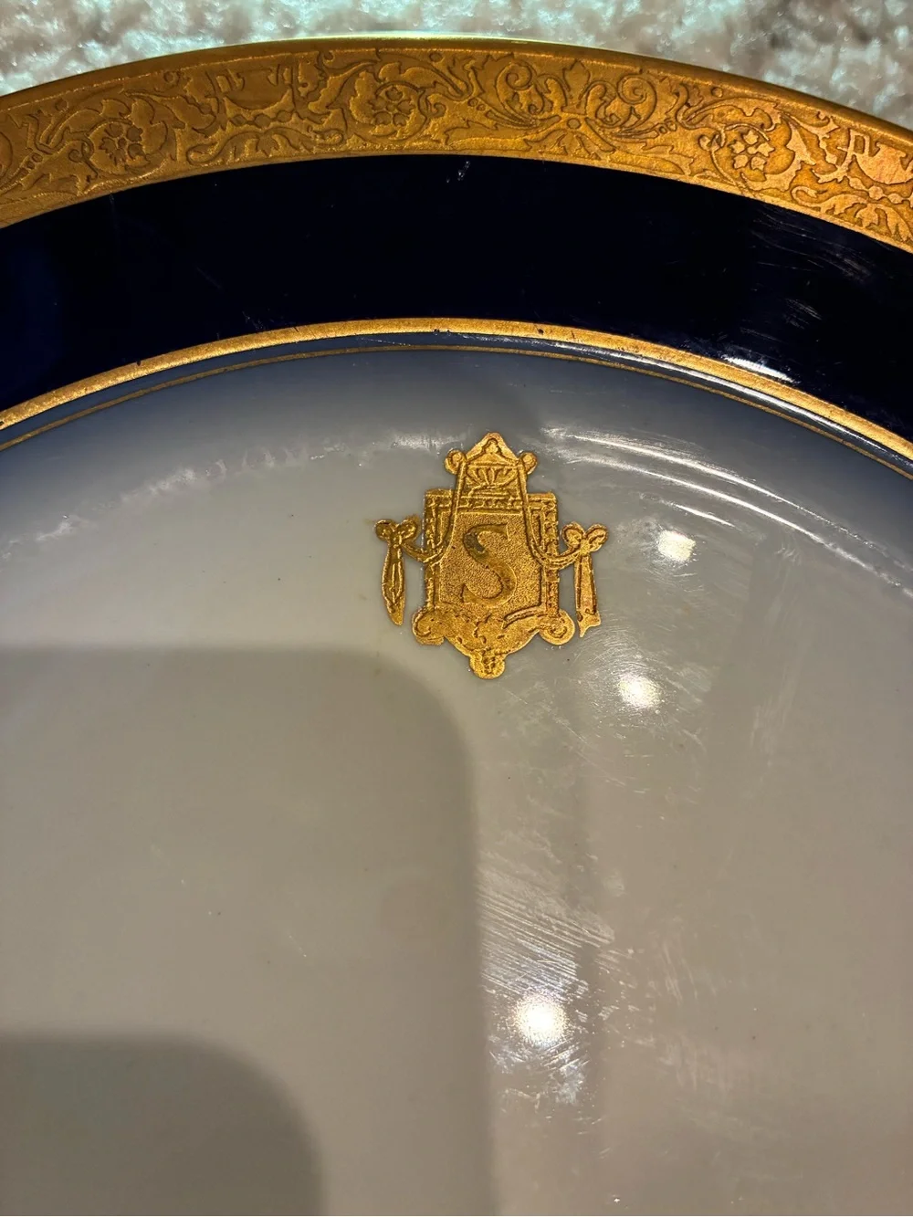 Antique Syracuse China Cobalt Blue & Gold Gilt Plate 10”